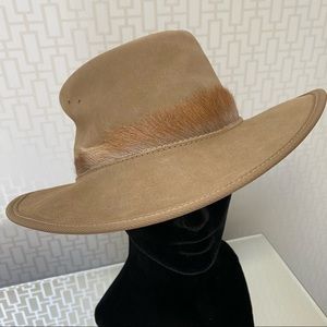 NWT Suede Brim Hat with Springbuck deer trim accent from South Africa